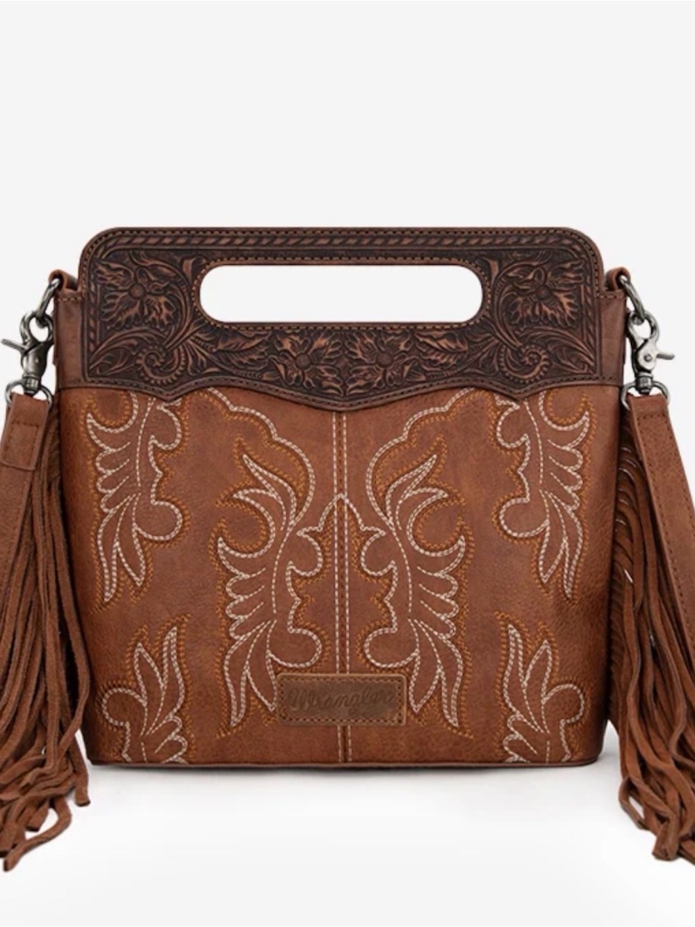 WRANGLER TOOLED FRINGE CROSSBODY BAG